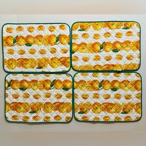 Vtg Vallesuda Made in Italy-Kitsch orange+white quilted place mats.Set of 4